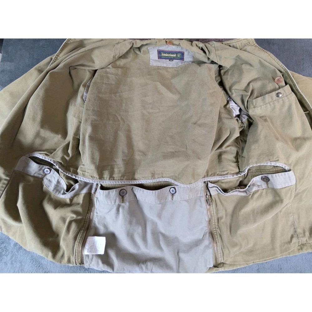 VTG Timberland WeatherGear Mens Barn Coat Chore Jacket MED Heavy Duty Canvas 90s - Picture 4 of 16